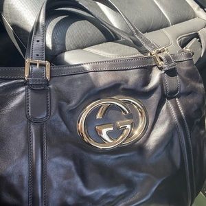 Gucci Britt Convertible Satchel Leather Large